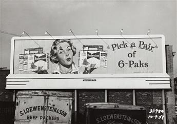 (BILLBOARDS--DETROIT, MICHIGAN) A selection of approximately 22 photographs depicting graphic ads for beer & televisions.